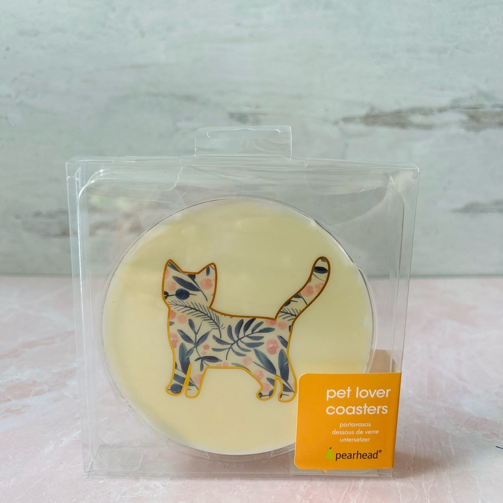 Pearhead Cat Coasters - Cream and Multicolor
